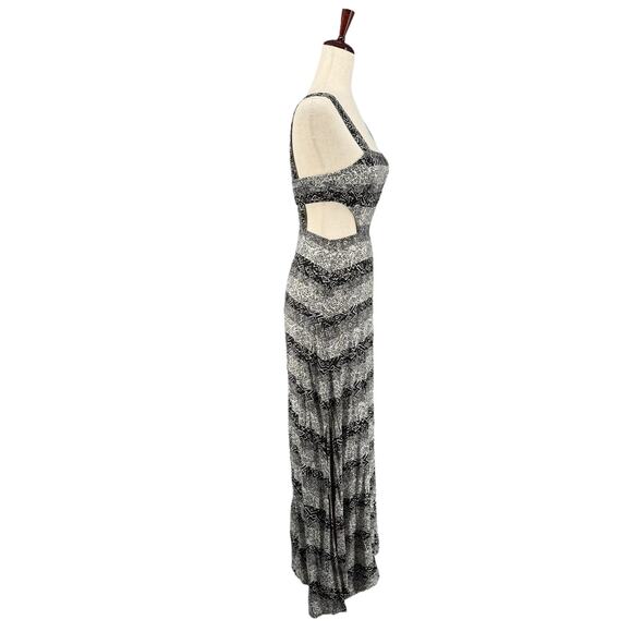 Nom De Plume Yaya Abstract Geometric Print Maxi Dress M Black White Cut Outs - Picture 2 of 13